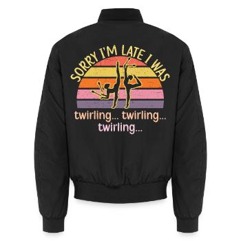 Tut mir leid, dass ich zu spät komme, ich war am T - Unisex Bomberjacke - Schwarz - Hinten - AI Model Male 185 light (185cm)