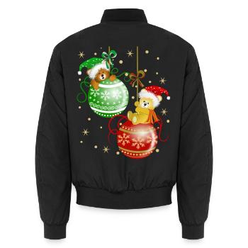 Bärchen auf Weihnachtskugeln Bär Weihnachtsdeko - Unisex Bomberjacke - Schwarz - Hinten - AI Model Male 185 light (185cm)