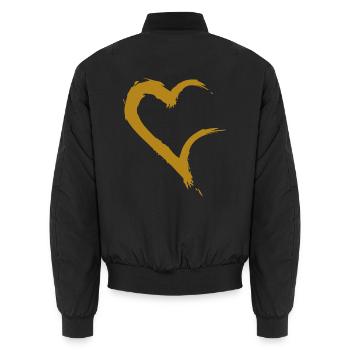 Herz offen Gold - Unisex Bomberjacke - Schwarz - Hinten - AI Model Male 185 light (185cm)
