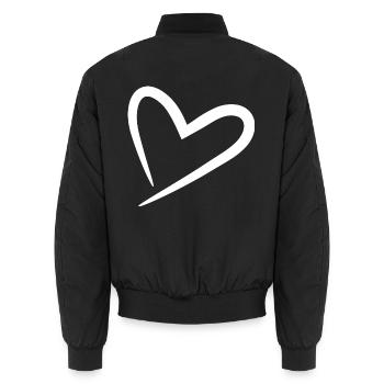 Herz weiß modern - Unisex Bomberjacke - Schwarz - Hinten - AI Model Male 185 light (185cm)