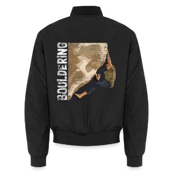 Draufgängerischer Boulderer Felswand - Unisex Bomberjacke - Schwarz - Hinten - AI Model Male 185 light (185cm)