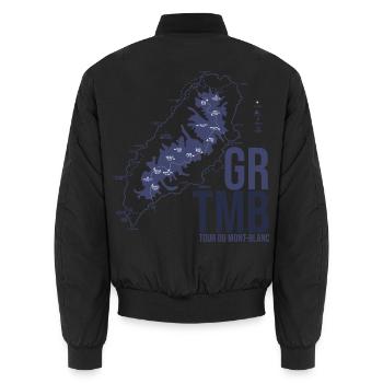 Tour du Mont Blanc TMB Trek Randonnée Alpes - Bomber unisexe - noir - Dos - AI Model Male 185 light (185cm)