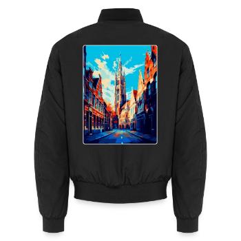 Louvain Belgique Affiche de voyage vintage Souvenir WPA - Bomber unisexe - noir - Dos - AI Model Male 185 light (185cm)