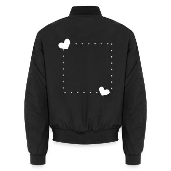 Herz Rahmen Ornament Linie Weiß - Unisex Bomberjacke - Schwarz - Hinten - AI Model Male 185 light (185cm)