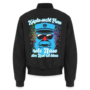 Fastnacht - Fasching - Karneval - Kapitän - Spruch - Unisex Bomberjacke - Schwarz - Hinten - AI Model Male 185 light (185cm)