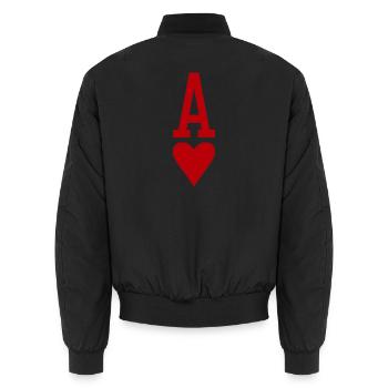 Poker Playing Card Heart As - Unisex Bomber Jacket - black - Back - AI Model Male 185 light (185cm)