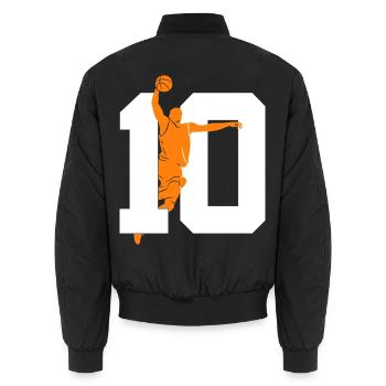 NUMBER 10 BASKETBALL 10TH BIRTHDAY - Unisex Bomber Jacket - black - Back - AI Model Male 185 light (185cm)
