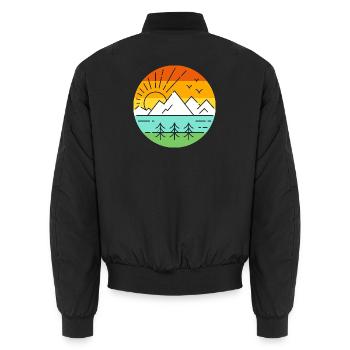 Mountain Lake Sunset Panorama - Unisex Bomber Jacket - black - Back - AI Model Male 185 light (185cm)