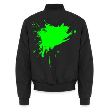 Fleck Bürste Farbe Gespritzt hellgrün Schmutz Grün - Unisex Bomberjacke - Schwarz - Hinten - AI Model Male 185 light (185cm)