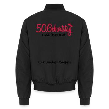 50 Geburtstag Gästebuch Deko Geschenk - Unisex Bomberjacke - Schwarz - Hinten - AI Model Male 185 light (185cm)