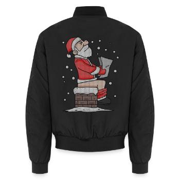 Weihnachtsmann sitzt auf dem Kamin lustig - Unisex Bomberjacke - Schwarz - Hinten - AI Model Male 185 light (185cm)