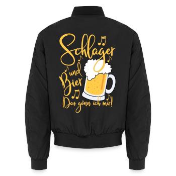 Schlager und Bier Das gönn ich mir  - Unisex Bomberjacke - Schwarz - Hinten - AI Model Male 185 light (185cm)