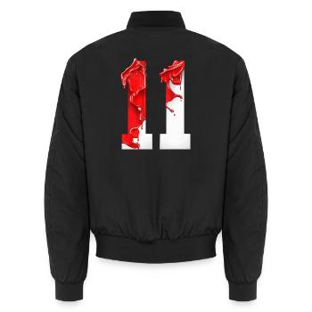 NON. 11 NUMÉRO 11 ROUGE BLANC 11E ANNIVERSAIRE - Bomber unisexe - noir - Dos - AI Model Male 185 light (185cm)