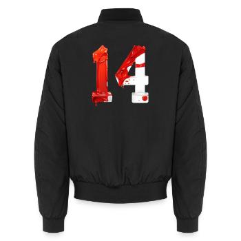 NO. 14 NUMBER 14 RED WHITE 14TH BIRTHDAY - Unisex Bomber Jacket - black - Back - AI Model Male 185 light (185cm)