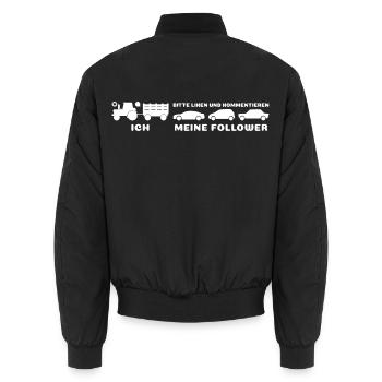 Ich meine Follower - Liken und kommentieren - Unisex Bomberjacke - Schwarz - Hinten - AI Model Male 185 light (185cm)