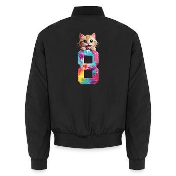8 JAHRE KATZE 8. GEBURTSTAG - Unisex Bomberjacke - Schwarz - Hinten - AI Model Male 185 light (185cm)