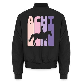 Kinder 8. Geburtstag Reiterin Pferde Fan 8 Jahre - Unisex Bomberjacke - Schwarz - Hinten - AI Model Male 185 light (185cm)