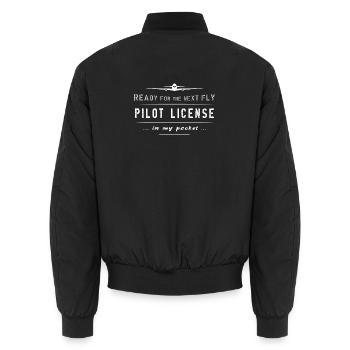 pilot license pilot major fly plane - Unisex Bomberjacke - Schwarz - Hinten - AI Model Male 185 light (185cm)