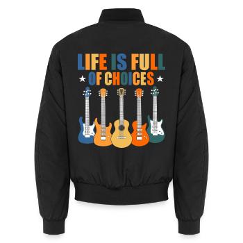 Guitar Player Guitarist - Unisex Bomberjacke - Schwarz - Hinten - AI Model Male 185 light (185cm)