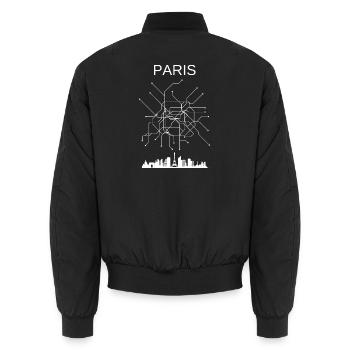 Paris Stadt - Unisex Bomberjacke - Schwarz - Hinten - AI Model Male 185 light (185cm)