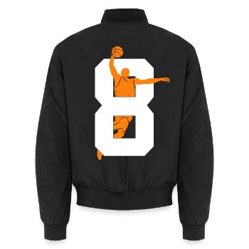 NUMBER 8 BASKETBALL 8TH BIRTHDAY - Unisex Bomber Jacket - black - Back - AI Model Male 185 light (185cm)