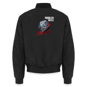 D20 Würfel - Problem solved - Unisex Bomberjacke - Schwarz - Hinten - AI Model Male 185 light (185cm)