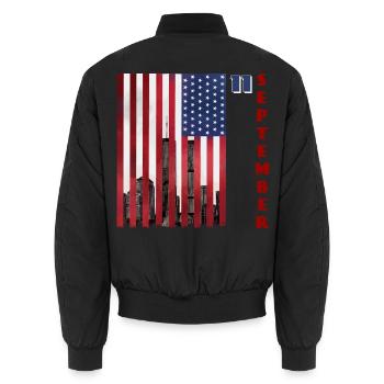 11 September - Patriot Day USA Gedenken - Unisex Bomberjacke - Schwarz - Hinten - AI Model Male 185 light (185cm)