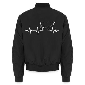 Kuh Herzschlag von Kühen - Unisex Bomberjacke - Schwarz - Hinten - AI Model Male 185 light (185cm)