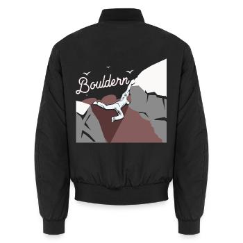 Schwindelfreier Boulderer Felswand - Unisex Bomberjacke - Schwarz - Hinten - AI Model Male 185 light (185cm)