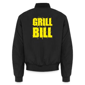 Lustiges Grill Bill BBQ Spruch Geschenk Shirt - Unisex Bomberjacke - Schwarz - Hinten - AI Model Male 185 light (185cm)