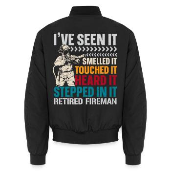 Feuerwehrmann im Ruhestand Brandbekämpfung Feuerwe - Unisex Bomberjacke - Schwarz - Hinten - AI Model Male 185 light (185cm)