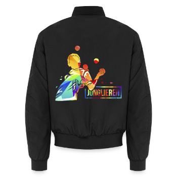 Flotter Jongleur Zirkusauftritt - Unisex Bomberjacke - Schwarz - Hinten - AI Model Male 185 light (185cm)