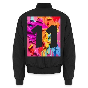 NON. 11 NUMÉRO 11 COLORÉ 11E ANNIVERSAIRE - Bomber unisexe - noir - Dos - AI Model Male 185 light (185cm)