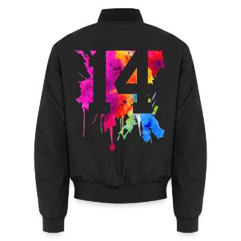 14 ANS 14E ANNIVERSAIRE - Bomber unisexe - noir - Dos - AI Model Male 185 light (185cm)