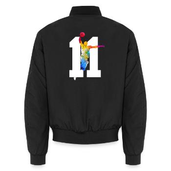 NUMBER 11 BASKETBALL 11TH BIRTHDAY - Unisex Bomber Jacket - black - Back - AI Model Male 185 light (185cm)