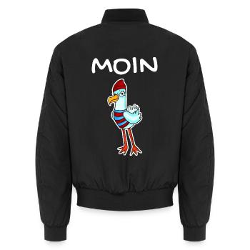 Moin mit Möwe - Moin Möwe - - Unisex Bomberjacke - Schwarz - Hinten - AI Model Male 185 light (185cm)