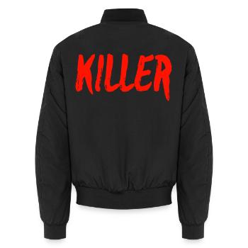 Killer Schriftzug Rotbrush - Unisex Bomberjacke - Schwarz - Hinten - AI Model Male 185 light (185cm)