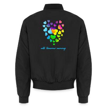 Herzen bunte Herzen Herzen Haufen - Unisex Bomberjacke - Schwarz - Hinten - AI Model Male 185 light (185cm)