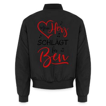 Mein Herz schlägt für Ben - Unisex Bomberjacke - Schwarz - Hinten - AI Model Male 185 light (185cm)