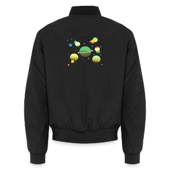 Weltraum Galaxie Planeten Sterne - Unisex Bomberjacke - Schwarz - Hinten - AI Model Male 185 light (185cm)