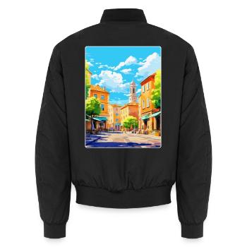 Aix En Provence France Vintage Travel Poster WPA - Unisex Bomber Jacket - black - Back - AI Model Male 185 light (185cm)