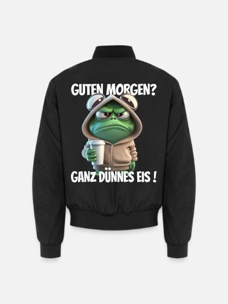 Morgenfrosch im Hoodie mit Kaffee - Unisex Bomberjacke - Schwarz