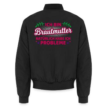 Brautmutter Brautmama Spruch Mutter Der Braut - Unisex Bomberjacke - Schwarz - Hinten - AI Model Male 185 light (185cm)