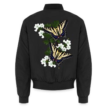 Segelfalter auf Weißdorn - Unisex Bomberjacke - Schwarz - Hinten - AI Model Male 185 light (185cm)