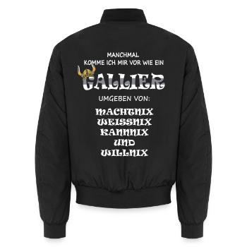 Gallier Machtnix Kannnix Willnix Weissnix Tutnix - Unisex Bomberjacke - Schwarz - Hinten - AI Model Male 185 light (185cm)