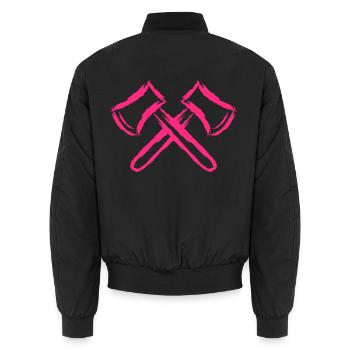 Axt Symbol Gekreuzte Äxte Rosa - Unisex Bomberjacke - Schwarz - Hinten - AI Model Male 185 light (185cm)