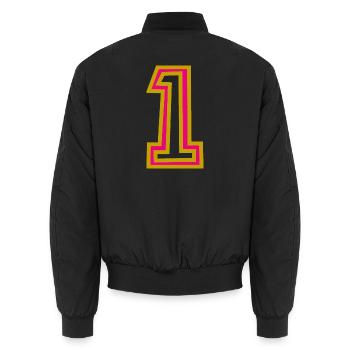 1. 1 JAHR - Unisex Bomberjacke - Schwarz - Hinten - AI Model Male 185 light (185cm)