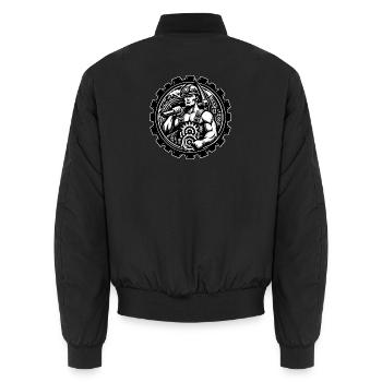 Miner Logo - Unisex Bomber Jacket - black - Back - AI Model Male 185 light (185cm)