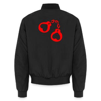 Herz Hadnschellen Kurz Design Vektor 3 - Unisex Bomberjacke - Schwarz - Hinten - AI Model Male 185 light (185cm)