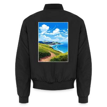 Coromandel-Halbinsel Neuseeland Reiseposter - Unisex Bomberjacke - Schwarz - Hinten - AI Model Male 185 light (185cm)